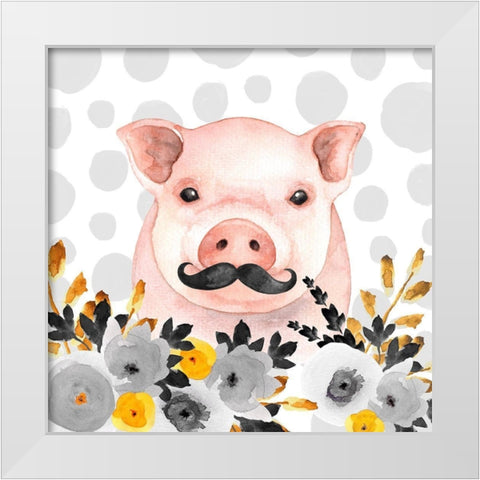LITTLE DISGUISED PIG White Modern Wood Framed Art Print by Atelier B Art Studio