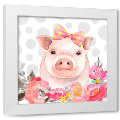 PRETTY PIG White Modern Wood Framed Art Print by Atelier B Art Studio