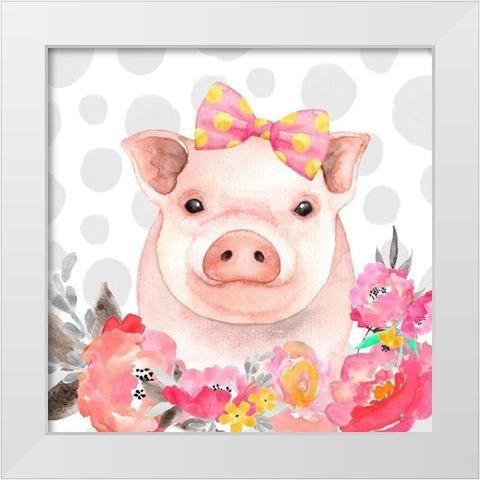 PRETTY PIG White Modern Wood Framed Art Print by Atelier B Art Studio