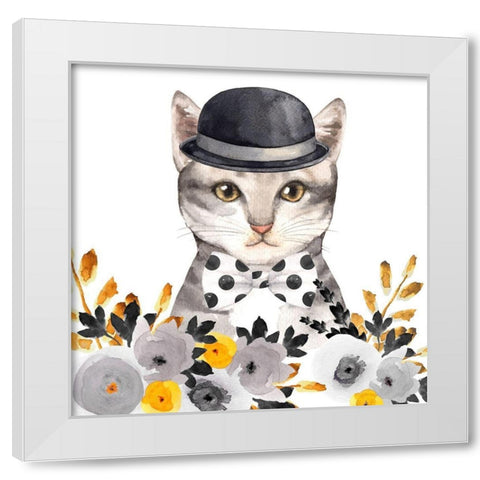 CHIC CAT White Modern Wood Framed Art Print by Atelier B Art Studio