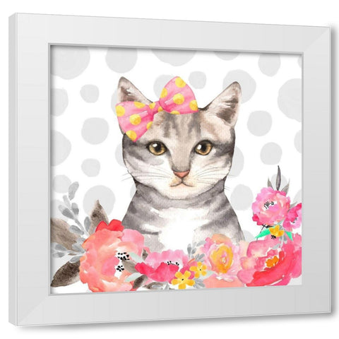 CHARMING CAT White Modern Wood Framed Art Print by Atelier B Art Studio