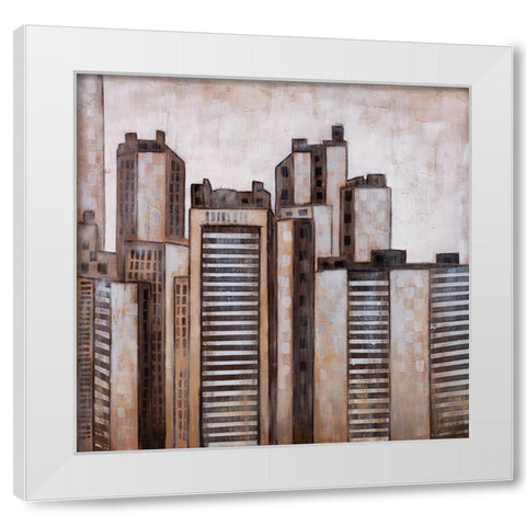 STRIPED SKYSCRAPERS White Modern Wood Framed Art Print by Atelier B Art Studio