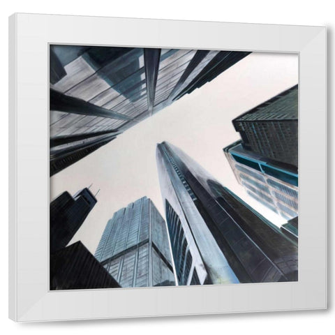 Perspective View of Skyscraper White Modern Wood Framed Art Print by Atelier B Art Studio