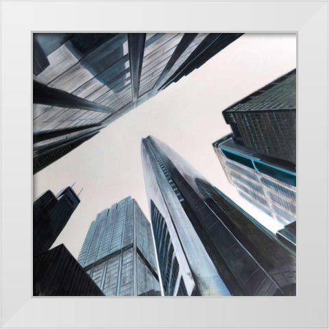 Perspective View of Skyscraper White Modern Wood Framed Art Print by Atelier B Art Studio