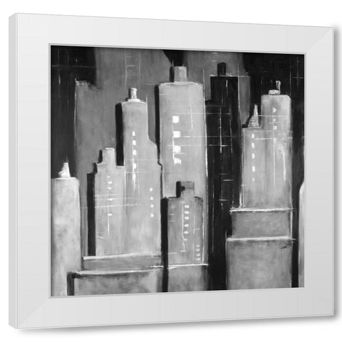 Abstract Buildings Black and White White Modern Wood Framed Art Print by Atelier B Art Studio