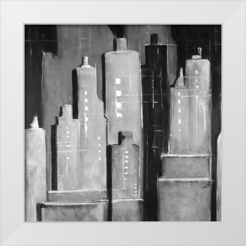 Abstract Buildings Black and White White Modern Wood Framed Art Print by Atelier B Art Studio