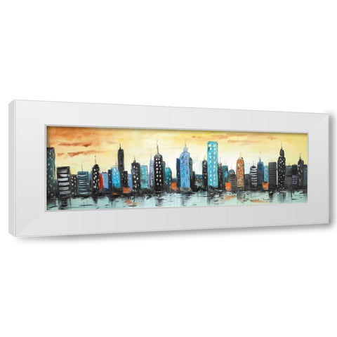 Skyline on Cityscape White Modern Wood Framed Art Print by Atelier B Art Studio