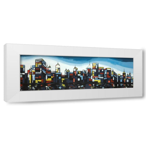 Colorful City White Modern Wood Framed Art Print by Atelier B Art Studio