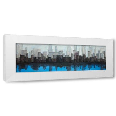 View of a Blue City White Modern Wood Framed Art Print by Atelier B Art Studio