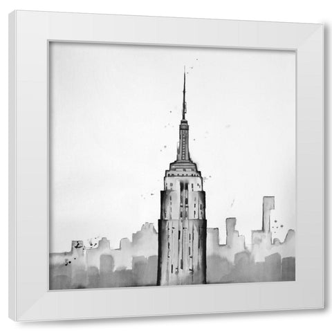 Grayscale Empire State Building White Modern Wood Framed Art Print by Atelier B Art Studio