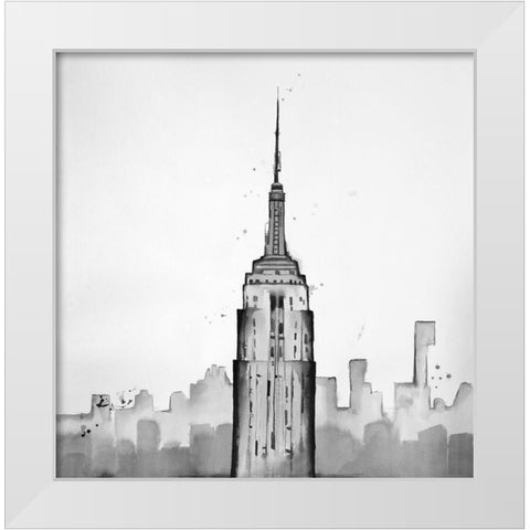 Grayscale Empire State Building White Modern Wood Framed Art Print by Atelier B Art Studio