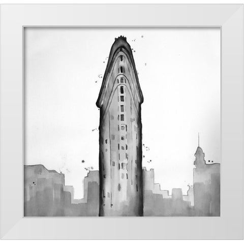 New York City Flatiron Building White Modern Wood Framed Art Print by Atelier B Art Studio