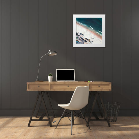 HOT DAY AT THE BEACH White Modern Wood Framed Art Print by Atelier B Art Studio