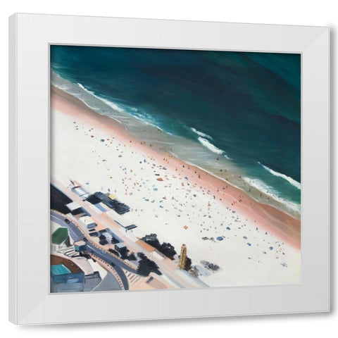 HOT DAY AT THE BEACH White Modern Wood Framed Art Print by Atelier B Art Studio