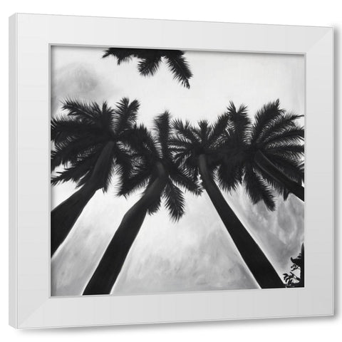 MONOCHROME PALM TREES White Modern Wood Framed Art Print by Atelier B Art Studio