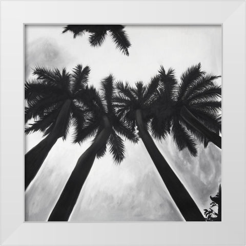 MONOCHROME PALM TREES White Modern Wood Framed Art Print by Atelier B Art Studio
