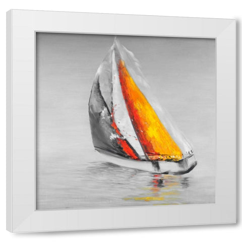Wind Boat Two Colors White Modern Wood Framed Art Print by Atelier B Art Studio
