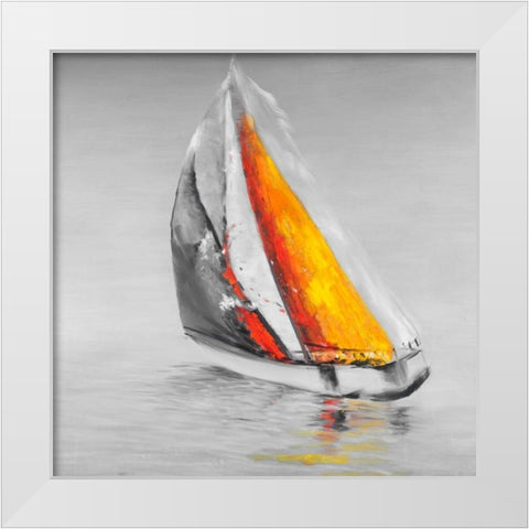 Wind Boat Two Colors White Modern Wood Framed Art Print by Atelier B Art Studio