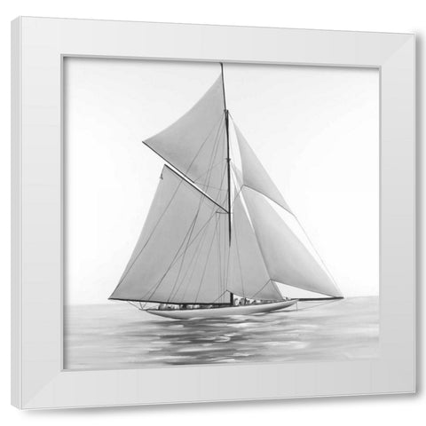 Sailing Ship White Modern Wood Framed Art Print by Atelier B Art Studio