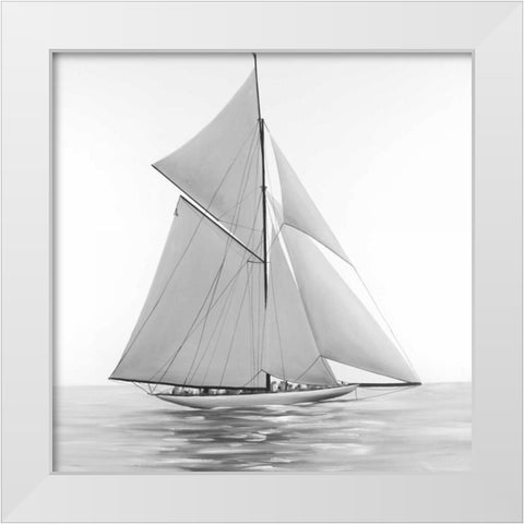 Sailing Ship White Modern Wood Framed Art Print by Atelier B Art Studio