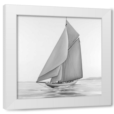 Vintage Sailing Ship White Modern Wood Framed Art Print by Atelier B Art Studio