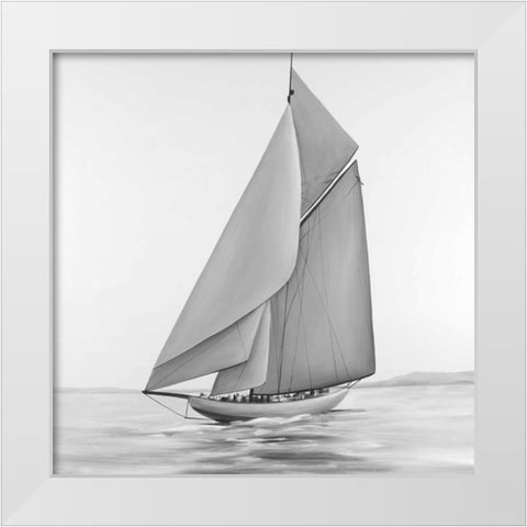 Vintage Sailing Ship White Modern Wood Framed Art Print by Atelier B Art Studio