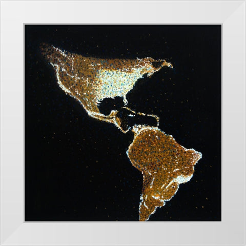 AMERICAN CONTINENT AT NIGHT White Modern Wood Framed Art Print by Atelier B Art Studio