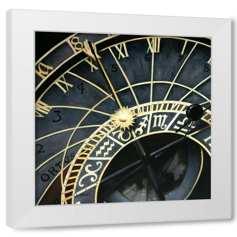 ASTROLOGIC CLOCK White Modern Wood Framed Art Print by Atelier B Art Studio
