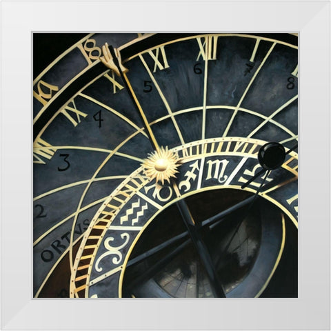 ASTROLOGIC CLOCK White Modern Wood Framed Art Print by Atelier B Art Studio