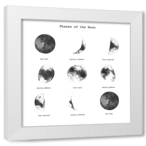 PHASES OF THE MOON White Modern Wood Framed Art Print by Atelier B Art Studio