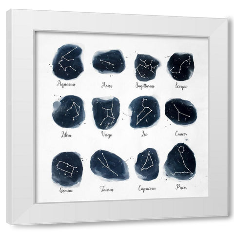 CONSTELLATIONS ZODIAC SIGN White Modern Wood Framed Art Print by Atelier B Art Studio