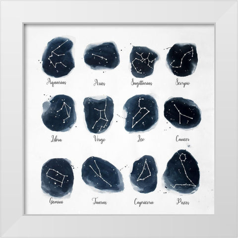CONSTELLATIONS ZODIAC SIGN White Modern Wood Framed Art Print by Atelier B Art Studio