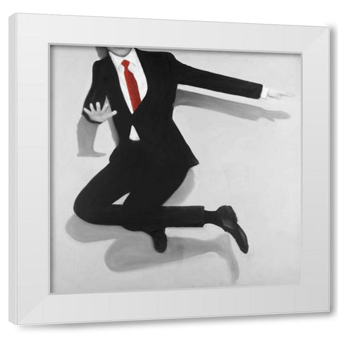 Classical Jumping Man White Modern Wood Framed Art Print by Atelier B Art Studio