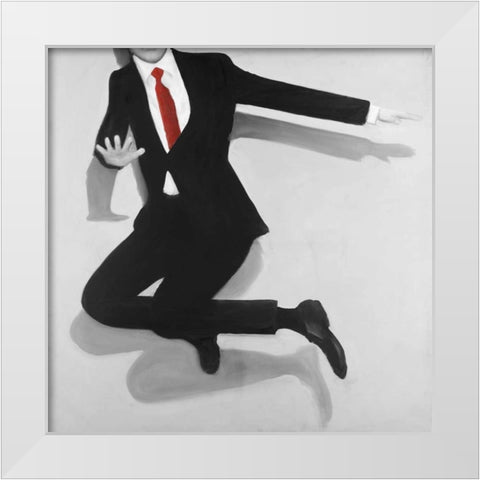 Classical Jumping Man White Modern Wood Framed Art Print by Atelier B Art Studio