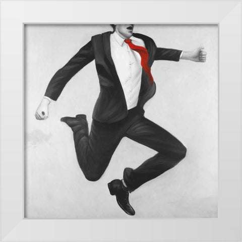 Happy Classic Man White Modern Wood Framed Art Print by Atelier B Art Studio