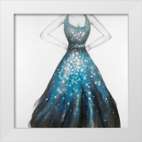 Blue Princess Dress White Modern Wood Framed Art Print by Atelier B Art Studio