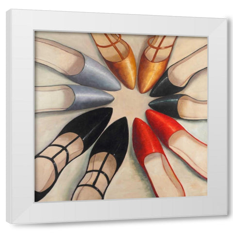 Five Womens Ballerina Shoes Style White Modern Wood Framed Art Print by Atelier B Art Studio