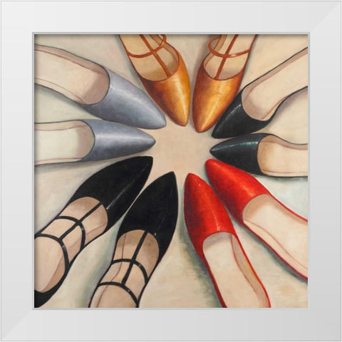 Five Womens Ballerina Shoes Style White Modern Wood Framed Art Print by Atelier B Art Studio