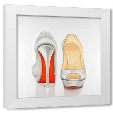 High Heel Shoes White Modern Wood Framed Art Print by Atelier B Art Studio