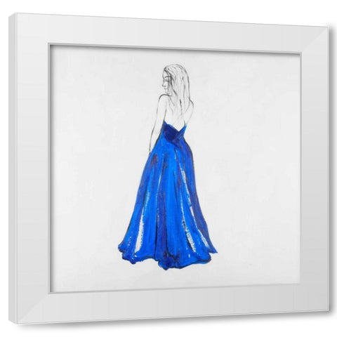 Lady in Blue White Modern Wood Framed Art Print by Atelier B Art Studio
