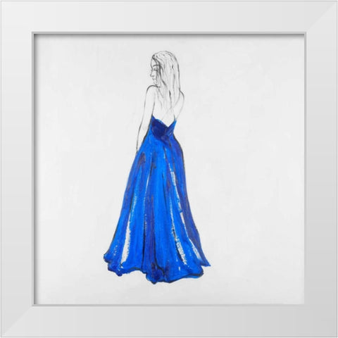 Lady in Blue White Modern Wood Framed Art Print by Atelier B Art Studio