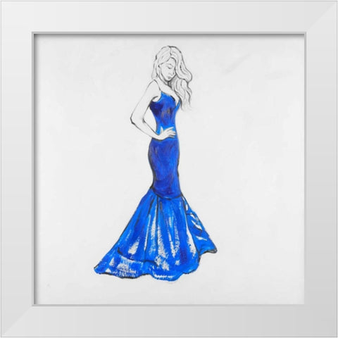 Lady in Dress White Modern Wood Framed Art Print by Atelier B Art Studio