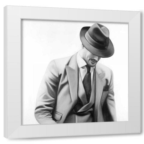 Elegant Businessman White Modern Wood Framed Art Print by Atelier B Art Studio