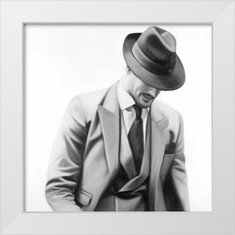 Elegant Businessman White Modern Wood Framed Art Print by Atelier B Art Studio