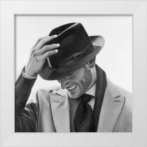 Well-dressed Man White Modern Wood Framed Art Print by Atelier B Art Studio