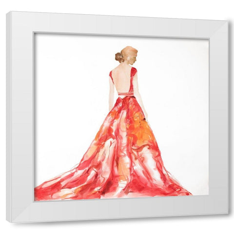 RED PROM DRESS White Modern Wood Framed Art Print by Atelier B Art Studio