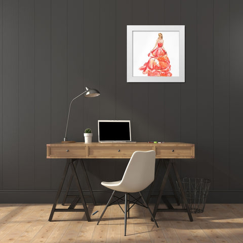 BEAUTIFUL RED PROM DRESS White Modern Wood Framed Art Print by Atelier B Art Studio