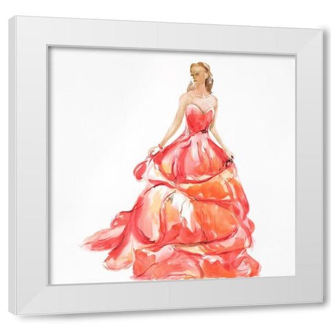 BEAUTIFUL RED PROM DRESS White Modern Wood Framed Art Print by Atelier B Art Studio