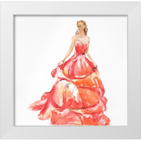 BEAUTIFUL RED PROM DRESS White Modern Wood Framed Art Print by Atelier B Art Studio