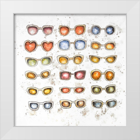 WOMENS SUNGLASSES White Modern Wood Framed Art Print by Atelier B Art Studio